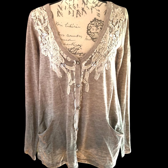 MISS ME Dip Dyed Embroidered Cardigan Size S - Picture 7 of 13